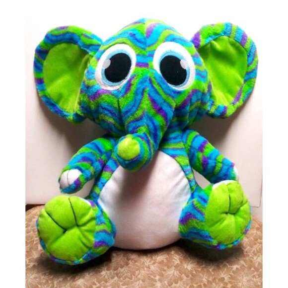 Large Elephant Plush toy Stuffed animal 16" green blue purple SWIRLED unique - Picture 6 of 6